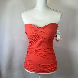 Anne Cole Twist Front Tankini Top Women’s Size M Bandeaukini Swimsuit